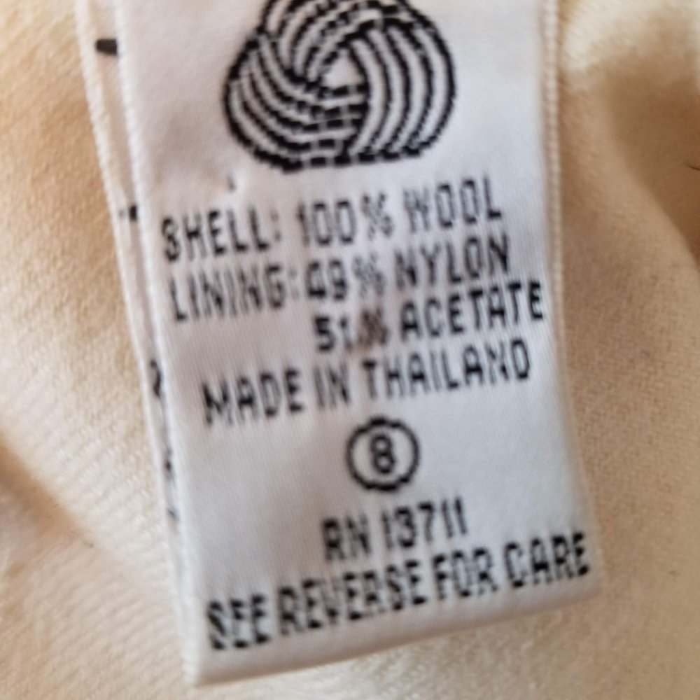 Vintage Valerie Stevens 100% Pure Wool Military Jacket Womens Size US 8. Cream - Picture 2 of 6